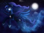  equine female flying friendship_is_magic horn ibsn mammal moon my_little_pony night princess_luna_(mlp) shooting_star solo star winged_unicorn wings 