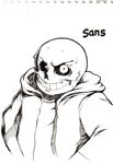  2015 black_and_white bone clothing jacket male modeseven monochrome monster nitrotitan not_furry sans sans_(undertale) skeleton solo sweat traditional_media_(artwork) undertale video_games 