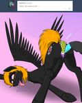  2015 ass_up black_fur blonde_hair chest_tuft clitoris cutie_mark dildo dock duo english_text equine fan_character female fetlocks friendship_is_magic fur gradient_background hair heartgear mammal my_little_pony nude pegasus purple_eyes purple_pussy pussy pussy_juice raised_tail sex_toy simple_background spread_wings text tongue tongue_out tuft tumblr twotail813 wings 
