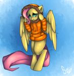  blue_eyes clothing crossover cute equine feathers female feral fluttershy_(mlp) friendship_is_magic fur hair jacket mammal my_little_pony parka pegasus pink_hair poisindoodles south_park wings yellow_feathers yellow_fur 