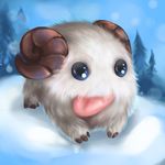  blue_sky horns lan_sing league_of_legends looking_at_viewer no_humans outdoors poro_(league_of_legends) sky snow tongue tongue_out tree 
