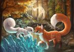  2015 ambiguous_gender arctic_fox blue_eyes canine collaboration crystals cute feral forest fox foxamoore green_eyes mammal outside pond silverfox5213 tree water 