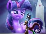  2015 discord_(mlp) draconequus duo equine female friendship_is_magic horn male mammal micro my_little_pony purple_eyes throne tsitra360 twilight_sparkle_(mlp) winged_unicorn wings 