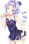  absurdres alternate_hairstyle bad_id bad_pixiv_id blue_eyes blue_hair cirno commentary_request dress food fruit hair_up highres ice ice_wings licking melting popsicle solo tongue tongue_out touhou watermelon watermelon_bar wings yuusei_tsukiro 