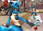  gen_1_pokemon gen_2_pokemon gen_3_pokemon gen_4_pokemon gen_5_pokemon highres lucario machop mawile meditite mega_lucario no_humans pokemon pokemon_(creature) sawk scizor tyrogue 