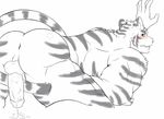  balls bent_over blush butt erection feline looking_at_viewer male mammal monochrome mooning muscular nude penis precum presenting presenting_hindquarters simple_background solo tiger white_background xsrwe12 