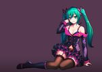  black_footwear boots bra butterfly_hair_ornament defiaz_(infinity) full_body garter_straps green_eyes green_hair hair_ornament hatsune_miku honey_whip_(module) long_hair md5_mismatch navel project_diva_(series) project_diva_f sitting solo sweet_devil_(vocaloid) thighhighs twintails underwear vocaloid 