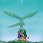  1girl blur feena_(grandia) grandia justin_(grandia) long_hair low-tied_long_hair lowres oekaki very_long_hair 