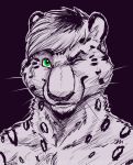  2015 english_text eyebrows feline fur hair leopard looking_at_viewer male mammal mars_(thequeenofmars) nude one_eye_closed rehgan signature simple_background sketch snow_leopard solo spots spotted_fur text whiskers wink 