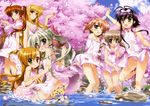  :d :o absurdres ass asteion blonde_hair blue_eyes blush breasts brown_hair cherry_blossoms china_dress chinese_clothes cleavage corona_timir dress einhart_stratos fang fate_testarossa fujima_takuya green_eyes heterochromia highres light_brown_hair long_hair lyrical_nanoha mahou_shoujo_lyrical_nanoha mahou_shoujo_lyrical_nanoha_vivid medium_breasts miura_rinaldi multiple_girls open_mouth panties petals pink_panties purple_hair rio_wezley sacred_heart scan see-through side_ponytail skirt skirt_lift smile takamachi_nanoha underwear vivio wading wet wet_clothes 