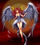  akura_(arc_the_lad) arc_the_lad arc_the_lad_ii blush breasts cleavage demon_girl highres horns long_hair red_hair solo wings 