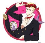  blonde_hair formal head_wreath hokuto_shun jojo_no_kimyou_na_bouken multiple_boys prosciutto stand_(jojo) suit the_grateful_dead_(stand) 