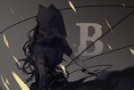  animal_ears back bad_id bad_pixiv_id black_hair blake_belladonna bow cat_ears holding holding_weapon hood kama_(weapon) long_hair motion_blur rwby short_sleeves sickle solo tanshi_shou text_focus very_long_hair weapon whip 