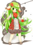  animal_ears flower fuyuno_mikan green_eyes green_hair hair_flower hair_ornament long_hair smile solo tail very_long_hair 