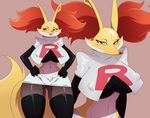  1girl 2015 anthro big_breasts breasts cameltoe canine clothing cosplay crop_top delphox elbow_gloves erect_nipples eric_lowery fangs female fox furry gloves inner_ear_fluff legwear mammal midriff musashi_(pokemon) musashi_(pokemon)_(cosplay) navel nintendo pantyhose pok&eacute;mon pokemon pokemon_(anime) pokemon_(game) pokemon_xy red_eyes simple_background skirt smile solo sssonic2 stomach team_rocket thigh_gap thigh_highs thighhighs tongue tongue_out undershirt video_games wide_hips 