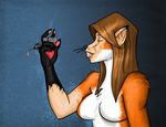  anthro breasts canine drugs eyes_closed female fox mammal needle nude paws solo tharakaos transformation 
