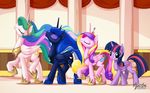  2015 equine eyes_closed female feral friendship_is_magic group horn looking_at_viewer mammal my_little_pony mysticalpha princess_cadance_(mlp) princess_celestia_(mlp) princess_luna_(mlp) twilight_sparkle_(mlp) winged_unicorn wings 