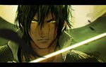  bayashiko face letterboxed looking_at_viewer male_focus ookurikara parted_lips solo sword touken_ranbu upper_body weapon yellow_eyes 