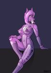  anthro breasts canine cum cum_on_breasts cum_on_chest dog female looking_at_viewer machine mammal navel pussy robot sitting solo tharakaos tongue tongue_out transformation 