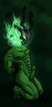  5_toes abs biceps bound chain erection fire ghost green_background green_theme hands_behind_back league_of_legends male nipples not_furry pecs penis redf2 simple_background solo spirit thresh toes video_games 