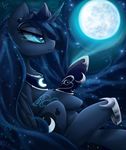  2015 blue_eyes blue_hair crown cutie_mark equine eye_mist female feral friendship_is_magic hair hi_res horn long_hair lyra-senpai mammal moon my_little_pony princess_luna_(mlp) royalty winged_unicorn wings 