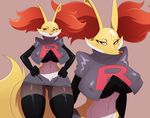  1girl 2015 alternate_color anthro big_breasts breasts cameltoe canine clothing cosplay crop_top delphox elbow_gloves erect_nipples eric_lowery fangs female fox furry gloves inner_ear_fluff legwear mammal midriff musashi_(pokemon) musashi_(pokemon)_(cosplay) navel nintendo pantyhose pok&eacute;mon pokemon pokemon_(anime) pokemon_(game) pokemon_xy red_eyes simple_background skirt smile solo sssonic2 stomach team_rocket thigh_gap thigh_highs thighhighs tongue tongue_out undershirt video_games wide_hips 