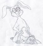  all_fours anal anal_penetration anthro ass_up barefoot big_ears buckteeth disney doggystyle dr._debolt duo eyes_closed eyewear from_behind front_view glasses greyscale kneeling lagomorph lying male male/male mammal mizzyam monochrome no_visible_genitalia nude on_front open_mouth pencil_(artwork) penetration questionable_consent rabbit robin_hood_(disney) sex skippy straining talespin teeth traditional_media_(artwork) 