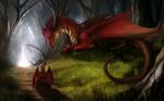  ambiguous_gender dradgien dragon duo feral forest outside size_difference tree 