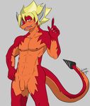  abs anthro blush dragon drum_(buddyfight) drum_bunker_dragon embarrassed fangs flaccid front_view hand_on_hip heibanhikaru horn humanoid_penis male nipples nude open_mouth partially_retracted_foreskin pecs penis scalie signature solo standing sweat sweatdrop toned uncut 