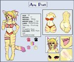  2015 amy_pratt anthro anus armband bra breasts butt cat clothing dytri english_text feline female hair hair_over_eye legband looking_at_viewer mammal model_sheet multicolored_hair open_mouth panties pussy smile solo standing text tongue two_tone_hair underwear waitress_(artist) 