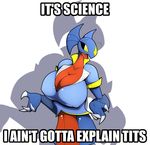  anthro big_breasts breasts claws cleavage clothed clothing dragon english_text female garchomp ginger huge_breasts image_macro meme nintendo pok&eacute;mon r-mk reaction_image scalie simple_background solo text video_games yellow_eyes 