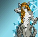  2015 abs anthro areola blue_background breasts curly_hair female fish grey_scales hair half-closed_eyes hellkittenx looking_at_viewer marine navel nipples nude orange_hair pussy scales shark simple_background solo standing 