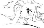  anthro balls blush duo english_text equine female fluttershy_(mlp) friendship_is_magic fur glo-in-the-dark hair long_hair lying male male/female mammal monochrome my_little_pony one_eye_closed pegasus penis penis_on_face pubes simple_background text white_background wings 