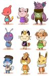  animal_crossing charmeleon clefairy crossover eeveelution farfetch&#039;d growlithe jolteon meowth nidoking nintendo pok&eacute;mon poliwag turtle-arts venonat video_games 