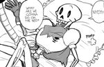  bed bone clothing dialogue duo faceless_male male monochrome papyrus pillow pomf scarf skeleton smile text undertale unknown_artist video_games 