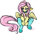  blush clothing collar equine female fluttershy_(mlp) friendship_is_magic legwear lingerie mammal my_little_pony naughtywrens pegasus pinup pose pussy shy socks solo stockings wings 