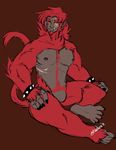  5_toes anthro baboon brown_fur exavier featureless_crotch fur hair hindpaw male mammal monkey multicolored_fur nipple_piercing nipples nude orange_sclera paws piercing primate red_eyes red_fur sitting soles solo toes two_tone_fur 