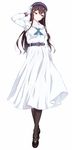  aida_takanobu bad_id bad_twitter_id belt black_hair black_legwear dress full_body gloves hat long_hair mary_janes original pantyhose shoes simple_background solo white_background white_dress white_gloves 