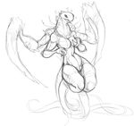  &lt;3 2015 alien breast_grab breasts evolve_(copyright) female guoh looking_at_viewer monochrome navel pussy sketch solo video_games wraith 