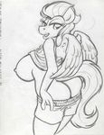  2015 anthro anthrofied bedroom_eyes breasts clothing equine female friendship_is_magic half-closed_eyes king-cheetah looking_at_viewer mammal monochrome my_little_pony nipples pegasus seductive shorts sketch solo spitfire_(mlp) undressing wings wonderbolts_(mlp) 