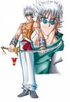  bleedman blue_eyes earrings glasses inishi jewelry muscle rurouni_kenshin sword weapon white_hair yukishiro_enishi 