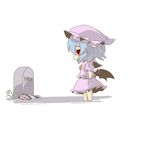  bad_end bad_id bad_pixiv_id bat_wings blue_hair chibi eiri_(eirri) hat highres remilia_scarlet short_hair solo tombstone touhou wings 