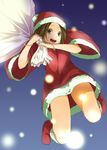  bad_id bad_pixiv_id boots bracelet brown_hair christmas jewelry k-on! nishiuri_warito sack santa_costume smile snow solo tainaka_ritsu 