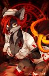  amelya animated anthro blood breasts canine cleavage clothed clothing demonic female glowing gore haunted hospital konami mammal nurse silent_hill solo video_games wolf zingiber 
