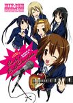  akiyama_mio black_eyes black_hair blonde_hair brown_eyes brown_hair eyes_closed guitar hirasawa_yui instrument inui_sekihiko k-on! kotobuki_tsumugi long_hair microphone nakano_azusa perspective pixiv_thumbnail resized school_uniform short_hair tainaka_ritsu wink 