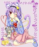  animal_ears cat_ears cheese colorized eyes food grey_hair hairband heart heart_of_string highres hiiragi_mitsuna kemonomimi_mode komeiji_satori mouse mouse_ears mouse_tail multiple_girls nazrin purple_hair red_eyes short_hair tail touhou yuuma_(noel) 