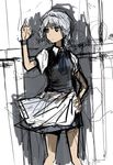  bad_id bad_pixiv_id braid highres izayoi_sakuya short_hair silver_hair sketch solo touhou twin_braids un-known_(ninesix) 