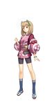  abacus ar_tonelico ar_tonelico_iii bike_shorts bow bracelet brown_hair full_body hair_bow highres japanese_clothes jewelry legs nagi_ryou official_art sandals sasha_(ar_tonelico) short_hair solo stuffed_animal stuffed_toy transparent_background yellow_eyes 