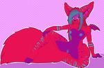  anthro areola big_tail breasts canine ear_piercing female fur hair half-closed_eyes hybrid invalid_tag kammymau looking_at_viewer mammal multicolored_hair navel nipples nude open_mouth piercing pink_fur purple_hair pussy simple_background sitting solo spots spread_legs spreading tongue two_tone_hair wings 