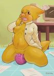  alphys anthro blush breasts clothed clothing dildo eyewear female glasses half-dressed masturbation monster nipples open_shirt penetration pussy pussy_juice rinzy scalie sex_toy shirt small_breasts solo thick_thighs undertale vaginal vaginal_penetration video_games wide_hips 